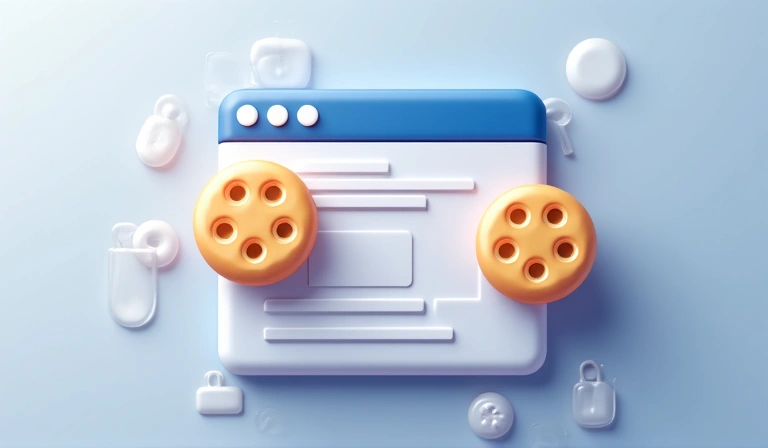 Ilustración de una galleta digital representando una cookie en un navegador web