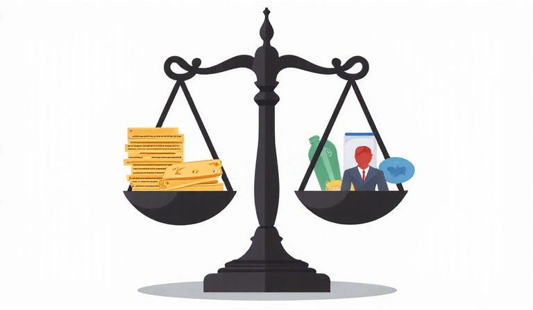 Ilustración de una balanza simbolizando la justicia y la limitación de responsabilidad